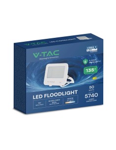 V-TAC 50W LED Прожектор CREE ЧИП Бяло Тяло Сиво Стъкло 4000K 135LM/W - 242086 - Цена | LEDs4economy 2