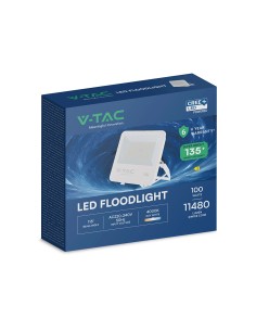 V-TAC 100W LED Прожектор CREE ЧИП Бяло Тяло Сиво Стъкло 4000K 135LM/W - 242106 - Цена | LEDs4economy 2