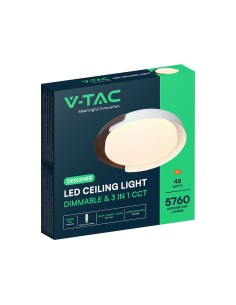 V-TAC 48W LED Decorative Ceiling Lamp (D500*H80mm) 3in1 Remote Control Dimmable Black+Grey - 24185 - Цена | LEDs4economy 2