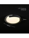 V-TAC 48W LED Decorative Ceiling Lamp (D500*H80mm) 3in1 Remote Control Dimmable Black+Grey - 24185 - 5