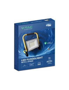 V-TAC 50W LED Прожектор CREE CHIP Черно Тяло L Stand EU Plug 6400K - 242196 - Цена | LEDs4economy 2