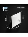 V-TAC 3W LED Осветление За Стъпала 3000K Бяло Тяло Квадрат IP65 - 24231 - 5