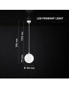 V-TAC 9W LED Пендел Алумин+Желязно Бял - 24233 - 6