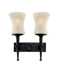 Searchlight® I Аплик Cartwheel - черен метал и шлифовано стъкло I 2 x E27 - 0812-2BK - Цена | LEDs4economy