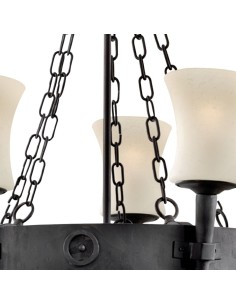 Searchlight® I Пендел Cartwheel - черен метал и шлифовано стъкло I 5 x E27 - 0815-5BK - Цена | LEDs4economy 2