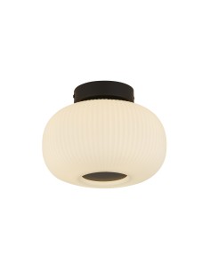 Searchlight® I Lumina плафон - черен метал и опалово оребрено стъкло I 1 x E27 - 10271-1BK - Цена | LEDs4economy