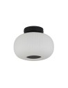 Searchlight® I Lumina плафон - черен метал и опалово оребрено стъкло I 1 x E27 - 10271-1BK - 2
