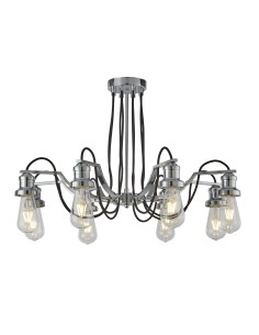 Searchlight® I Пендел Olivia - хромиран и черен оплетен кабел I 8 x E27 - 1068-8CC - Цена | LEDs4economy