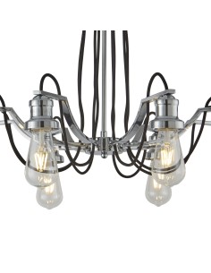 Searchlight® I Пендел Olivia - хромиран и черен оплетен кабел I 8 x E27 - 1068-8CC - Цена | LEDs4economy 2