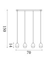 Searchlight® I Пендел Seeds, метална, лате с шампанско I 4 x LED - 11140-4LT - 4