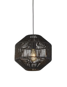 Searchlight® I Пендел Wicker - матово черен метал и абажур от черно въже I 1 x E27 - 11203-1BK - Цена | LEDs4economy