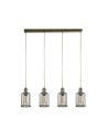 Searchlight® I Пендел Pipes - античен месинг, метал и засято стъкло I 4 x E27 - 1164-4AB - 2