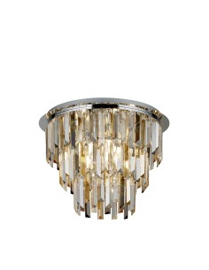 Searchlight® I Clarissa плафон - хром и прозрачно, опушено и кехлибарено стъкло I 5 x E14 - 1225-5CC - Цена | LEDs4economy