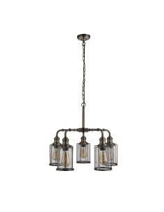 Searchlight® I Пендел Pipes - Античен месинг, метал и стъкло с филц I 5 x E27 - 1265-5AB - Цена | LEDs4economy 2