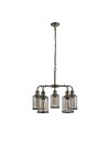 Searchlight® I Пендел Pipes - Античен месинг, метал и стъкло с филц I 5 x E27 - 1265-5AB - 2