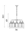 Searchlight® I Пендел Pipes - Античен месинг, метал и стъкло с филц I 5 x E27 - 1265-5AB - 4
