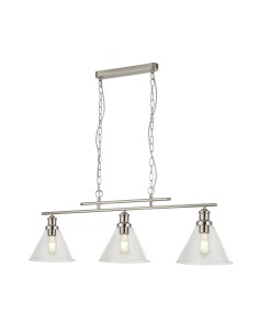 Searchlight® I Пендел Pyramid - сатенено сребрист метал и стъкло I 3 x E27 - 1277-3SS - Цена | LEDs4economy