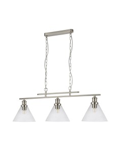 Searchlight® I Пендел Pyramid - сатенено сребрист метал и стъкло I 3 x E27 - 1277-3SS - Цена | LEDs4economy 2