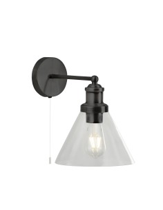 Searchlight® I Аплик Pyramid - черен метал и стъкло I 1 x E27 - 1277BK - Цена | LEDs4economy