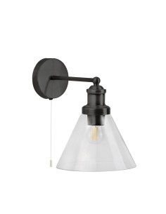 Searchlight® I Аплик Pyramid - черен метал и стъкло I 1 x E27 - 1277BK - Цена | LEDs4economy 2