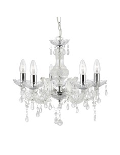 Searchlight® I Пендел Marie Therese - прозрачно стъкло и акрил I 5 x E14 - 1455-5CL - Цена | LEDs4economy