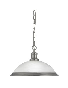 Searchlight® I Пендел Bistro - сатенено сребрист метал и киселинно стъкло I 1 x E27 - 1591SS - Цена | LEDs4economy