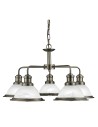 Searchlight® I Пендел Bistro - Античен месинг, метал и киселинно стъкло I 5 x E27 - 1595-5AB