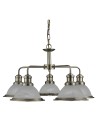 Searchlight® I Пендел Bistro - Античен месинг, метал и киселинно стъкло I 5 x E27 - 1595-5AB - 2