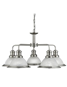 Searchlight® I Пендел Bistro - сатенено сребро и стъкло I 5 x E27 - 1595-5SS - Цена | LEDs4economy