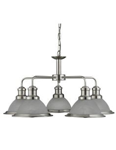 Searchlight® I Пендел Bistro - сатенено сребро и стъкло I 5 x E27 - 1595-5SS - Цена | LEDs4economy 2