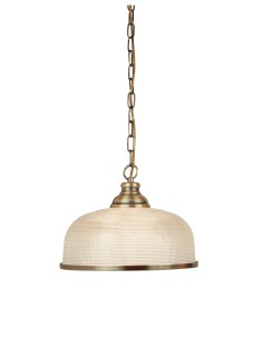 Searchlight® I Пендел Bistro II - античен месинг и стъкло в стил холофан I 1 x E27 - 1682AB - Цена | LEDs4economy