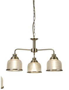 Searchlight® I Полилей Bistro II - античен месинг и стъкло в стил холофан I 3 x E27 - 1683-3AB - Цена | LEDs4economy