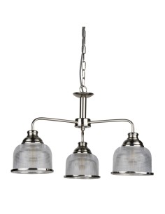 Searchlight® I Пендел Bistro II - сатенено сребро и холофаново стъкло I 3 x E27 - 1683-3SS - Цена | LEDs4economy 2