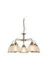 Searchlight® I Полилей Bistro II - античен месинг и стъкло в стил холофан I 5 x E27 - 1685-5AB