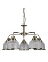 Searchlight® I Полилей Bistro II - античен месинг и стъкло в стил холофан I 5 x E27 - 1685-5AB - 2