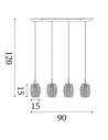 Searchlight® I Пендел Laser Bar - черно-златен лазерно изрязан метал I 4 x E27 - 19231-4BGO - 4