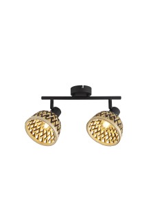 Searchlight® I Спот Lance - черен метал и бамбуков абажур I 2 x E14 - 19931-2BK - Цена | LEDs4economy