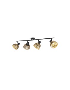 Searchlight® I Спот Lance - черен метал и бамбуков абажур I 4 x E14 - 19931-4BK - Цена | LEDs4economy