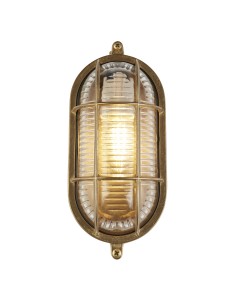 Searchlight® I Външна лампа Bulkhead - масивен месинг и оребрено стъкло I 1 x E27 - 20361PB - Цена | LEDs4economy