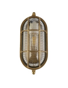 Searchlight® I Външна лампа Bulkhead - масивен месинг и оребрено стъкло I 1 x E27 - 20361PB - Цена | LEDs4economy 2