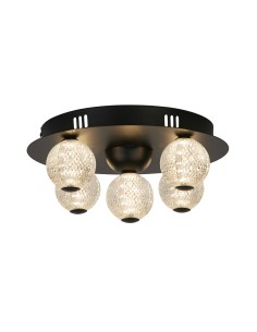 Searchlight® I Asteroid LED плафон, черен метал с прозрачни акрилни топки I 5 x LED - 20923BK - Цена | LEDs4economy