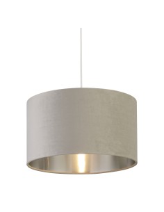 Searchlight® I Абажур - светло сиво кадифе със сребрист вътрешен диаметър 38 см I 1 x Adaptable B22 E14 E27 - 21035GY - Цена | L