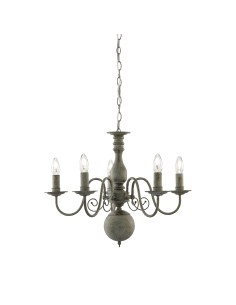 Searchlight® I Пендел Greythorne - Текстуриран сив метал I 5 x E14 - 2265-5GY - Цена | LEDs4economy