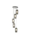 Searchlight® I Пендел Duo I - сатенено сребрист метал и опушено стъкло I 5 x E14 - 2305-5SM