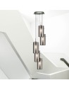 Searchlight® I Пендел Duo I - сатенено сребрист метал и опушено стъкло I 5 x E14 - 2305-5SM - 5