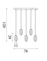 Searchlight® I Пендел Rocky, сатениран месинг, метал и стъкло I 5 x G9 - 23145-5SB - 4