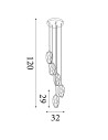 Searchlight® I Пендел Rocky, сатениран месинг, метал и стъкло I 5 x G9 - 23146-5SB - 4