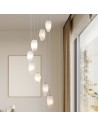 Searchlight® I Пендел Rocky, сатениран месинг, метал и стъкло I 8 x G9 - 23147-8SB - 5