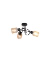 Searchlight® I Плафон Knot, черен метал с кехлибарен стъклен абажур I 3 x E14 - 23603-3BK