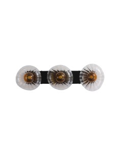 Searchlight® I Аплик Sunbeam, прозрачно и кехлибарено оребрено стъкло I 3 x G9 - 24122-3BK - Цена | LEDs4economy 2